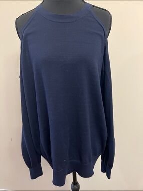 Women's Navy Cold-Shoulder Sweater